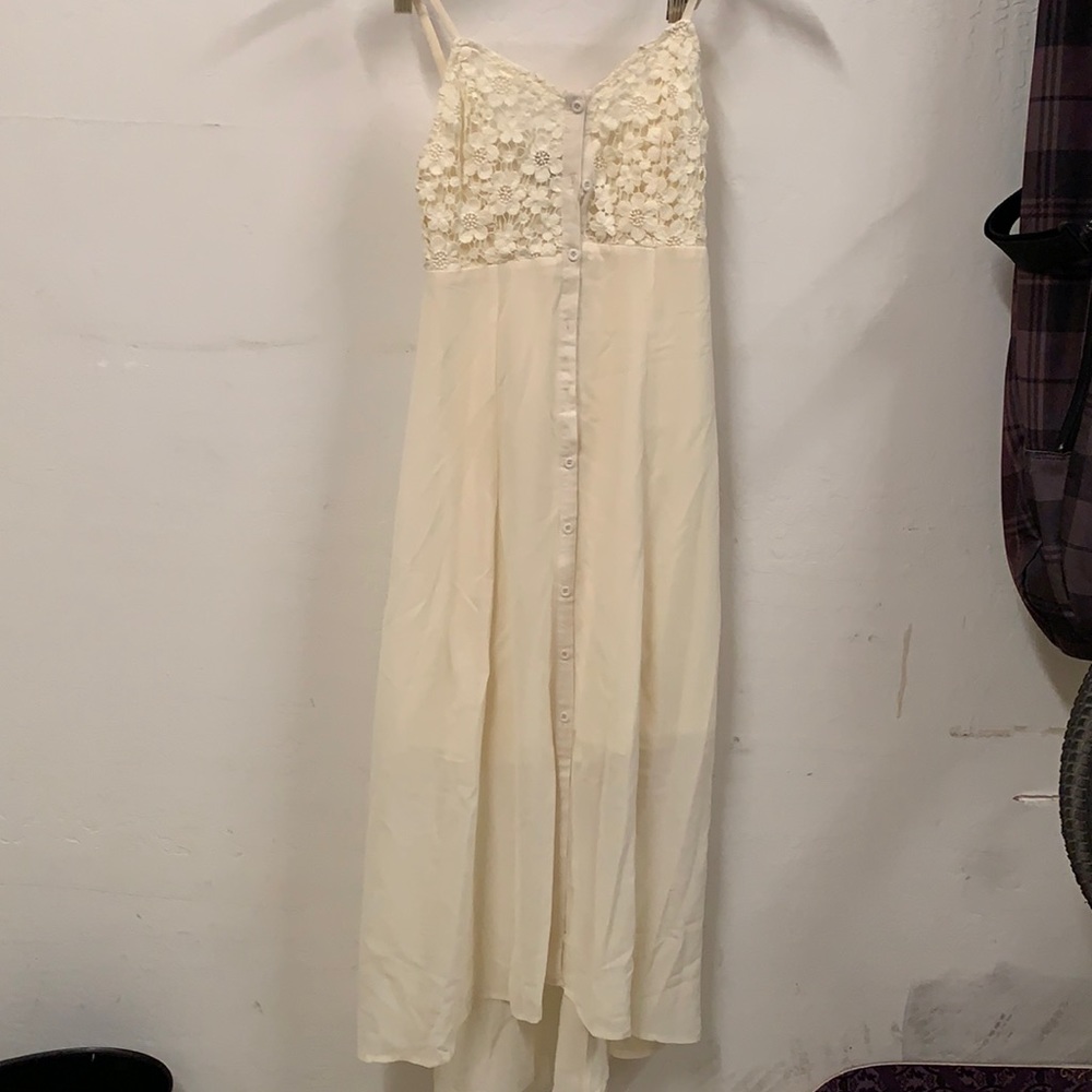 White flowy mid length dress